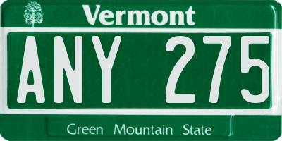 VT license plate ANY275