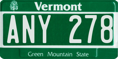 VT license plate ANY278
