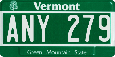 VT license plate ANY279