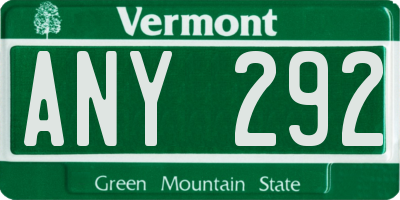 VT license plate ANY292