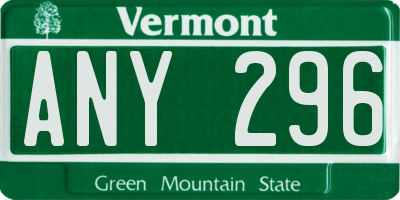 VT license plate ANY296