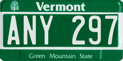 VT license plate ANY297