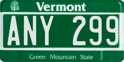 VT license plate ANY299