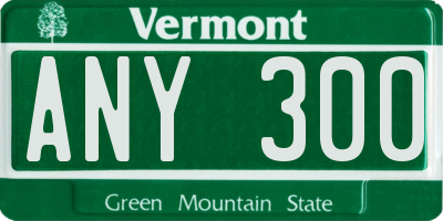 VT license plate ANY300