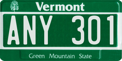 VT license plate ANY301