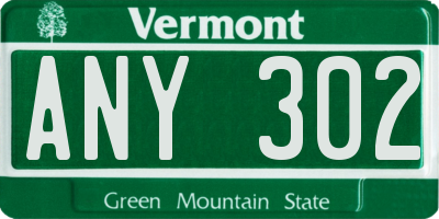 VT license plate ANY302