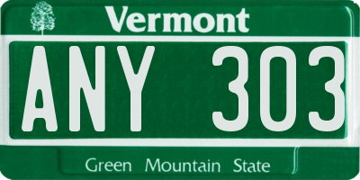 VT license plate ANY303