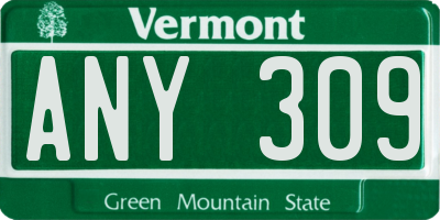 VT license plate ANY309