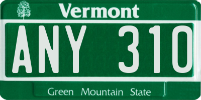 VT license plate ANY310