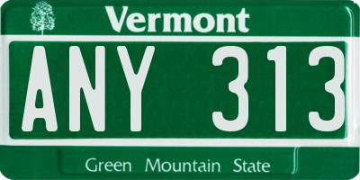 VT license plate ANY313