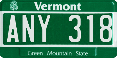 VT license plate ANY318