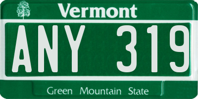 VT license plate ANY319