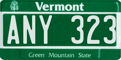 VT license plate ANY323