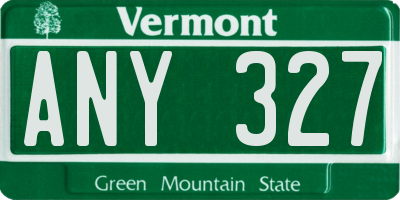 VT license plate ANY327
