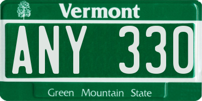 VT license plate ANY330
