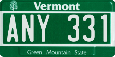 VT license plate ANY331