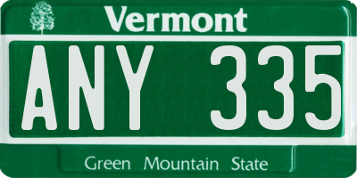 VT license plate ANY335