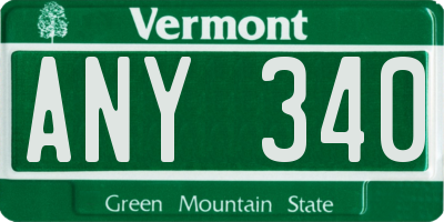 VT license plate ANY340