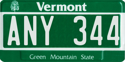 VT license plate ANY344
