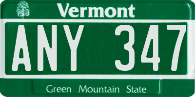 VT license plate ANY347