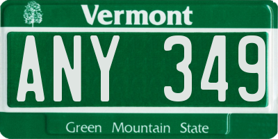 VT license plate ANY349