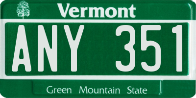 VT license plate ANY351
