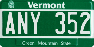 VT license plate ANY352