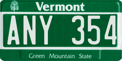 VT license plate ANY354