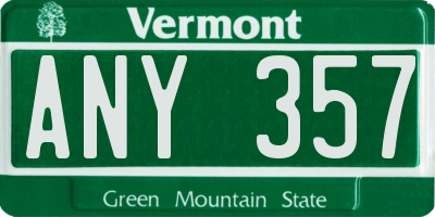 VT license plate ANY357