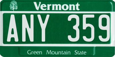VT license plate ANY359
