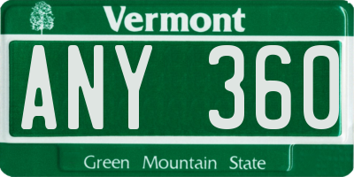 VT license plate ANY360