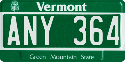 VT license plate ANY364