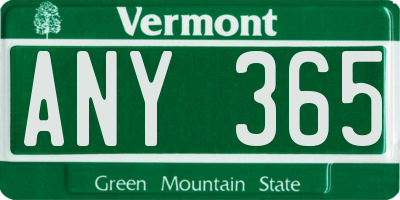 VT license plate ANY365