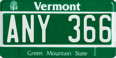 VT license plate ANY366