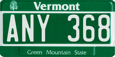 VT license plate ANY368