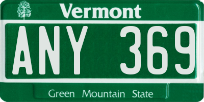 VT license plate ANY369