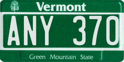 VT license plate ANY370