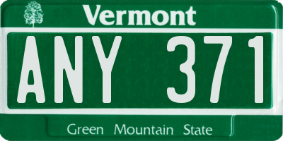 VT license plate ANY371