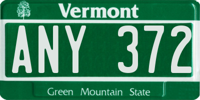 VT license plate ANY372