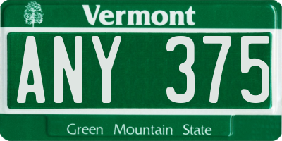 VT license plate ANY375