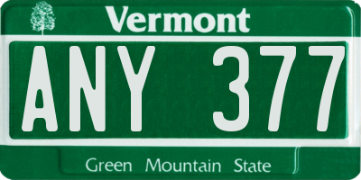 VT license plate ANY377