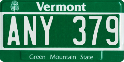 VT license plate ANY379