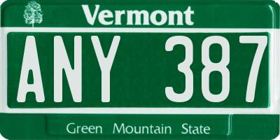 VT license plate ANY387