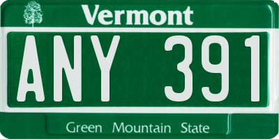 VT license plate ANY391