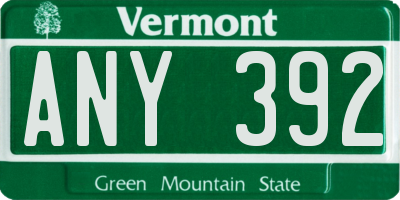 VT license plate ANY392