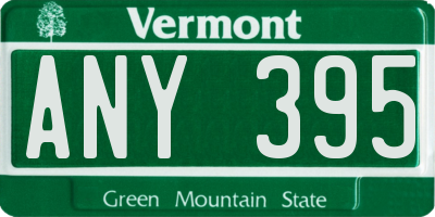 VT license plate ANY395