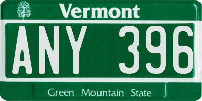 VT license plate ANY396