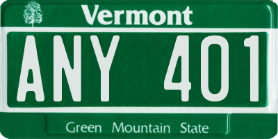 VT license plate ANY401