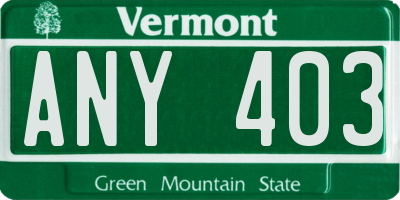 VT license plate ANY403