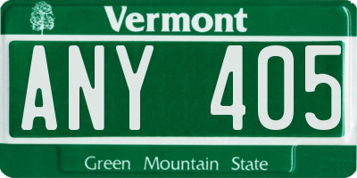 VT license plate ANY405